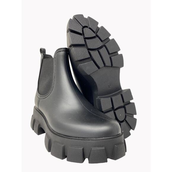 Jeffrey Campbell Womens Black Ankle Lug Moto Slip On Boots Sz 10 - Picture 1 of 11